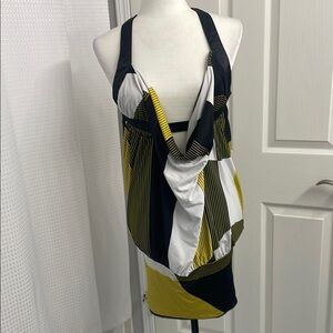 Vintage Yellow, Black & White Geometric Chico Mini Dress/Top